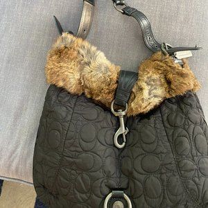 Coach Handbag , Quilted with Rabbit Trim